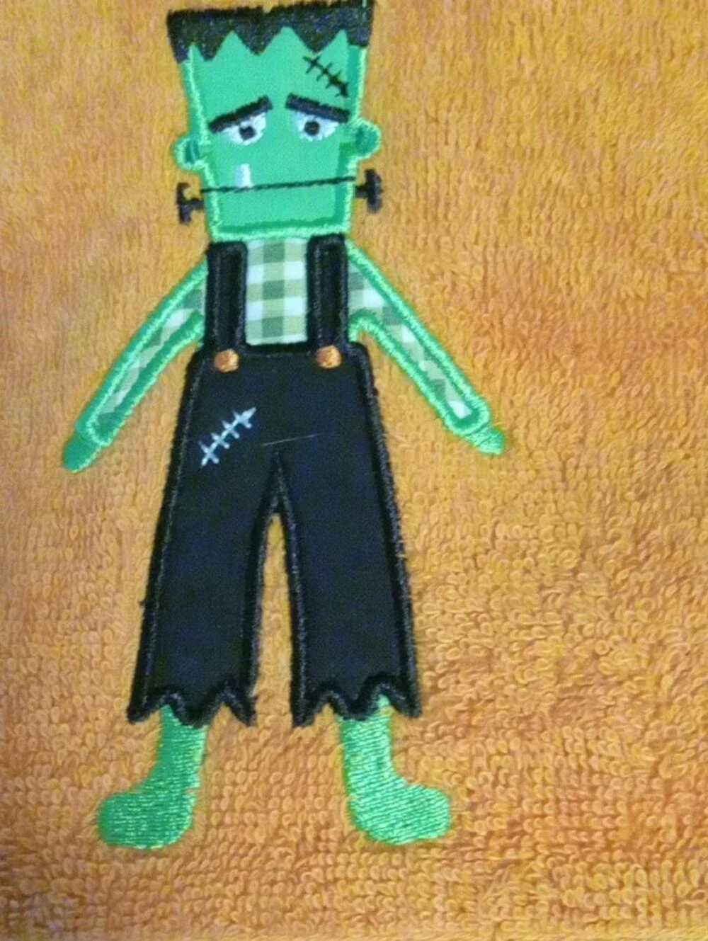 Saba Orange and Green Halloween Frankenstein Hand Towel Set